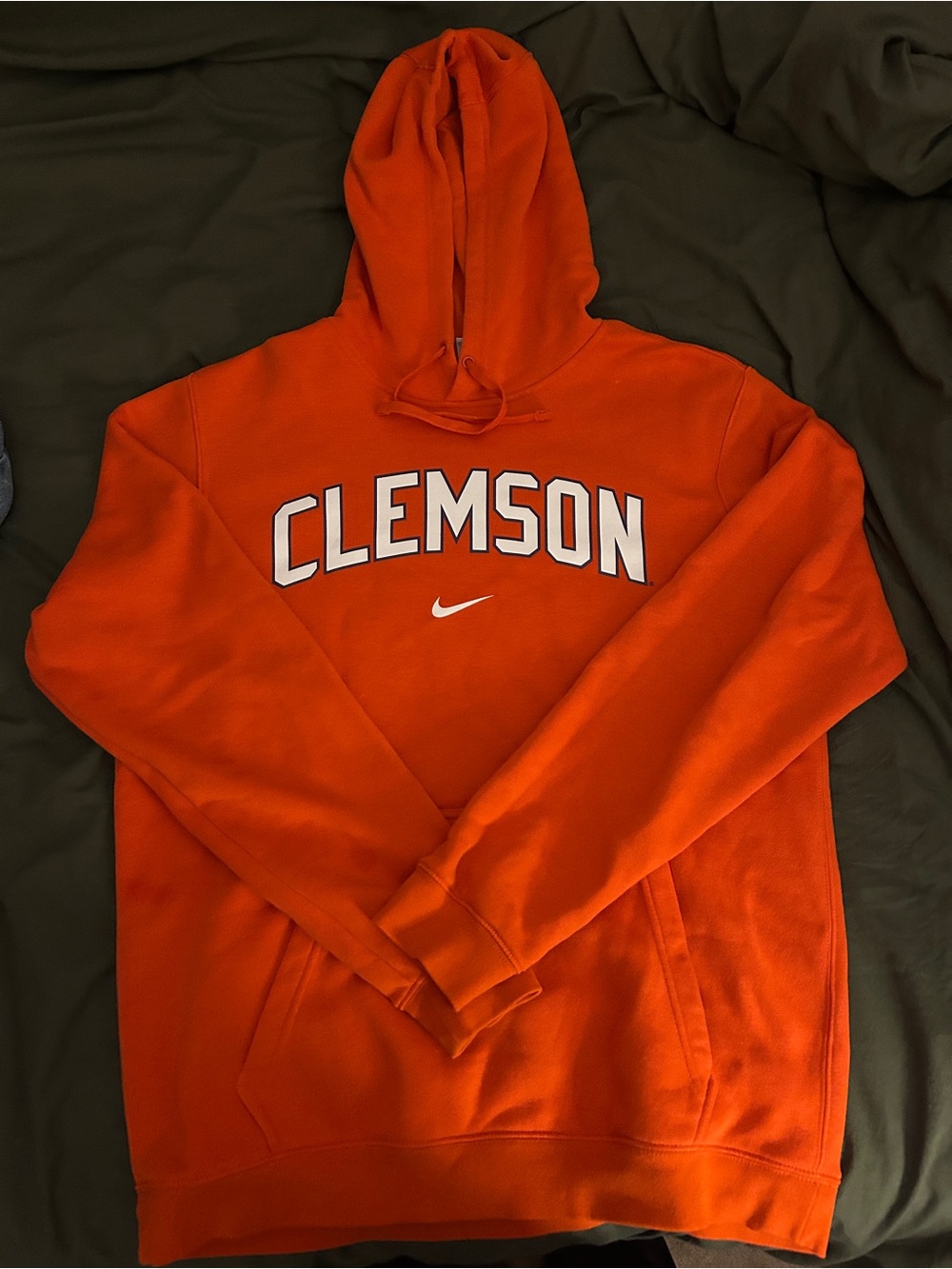 Large Nike Orange Clemson Pullover Hoodie with White Logo